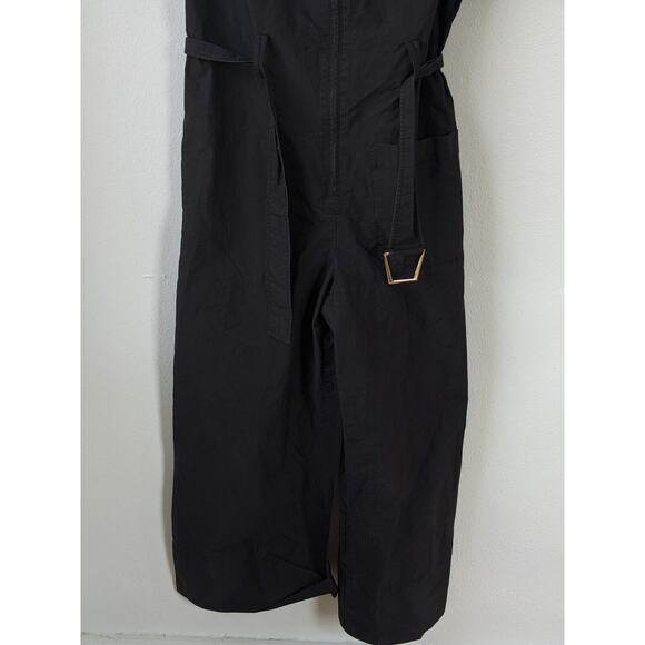 3:1 Phillip Lim Size 6 Flared Cut Out Jumpsuit Black Belted Short Sleeves - Picture 11 of 15